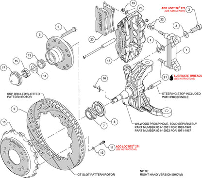 63-87 CHEVY C10 FRONT DISC BRAKE KIT FOR WILWOOD IRON SPINDLES,13" ROTORS,RED