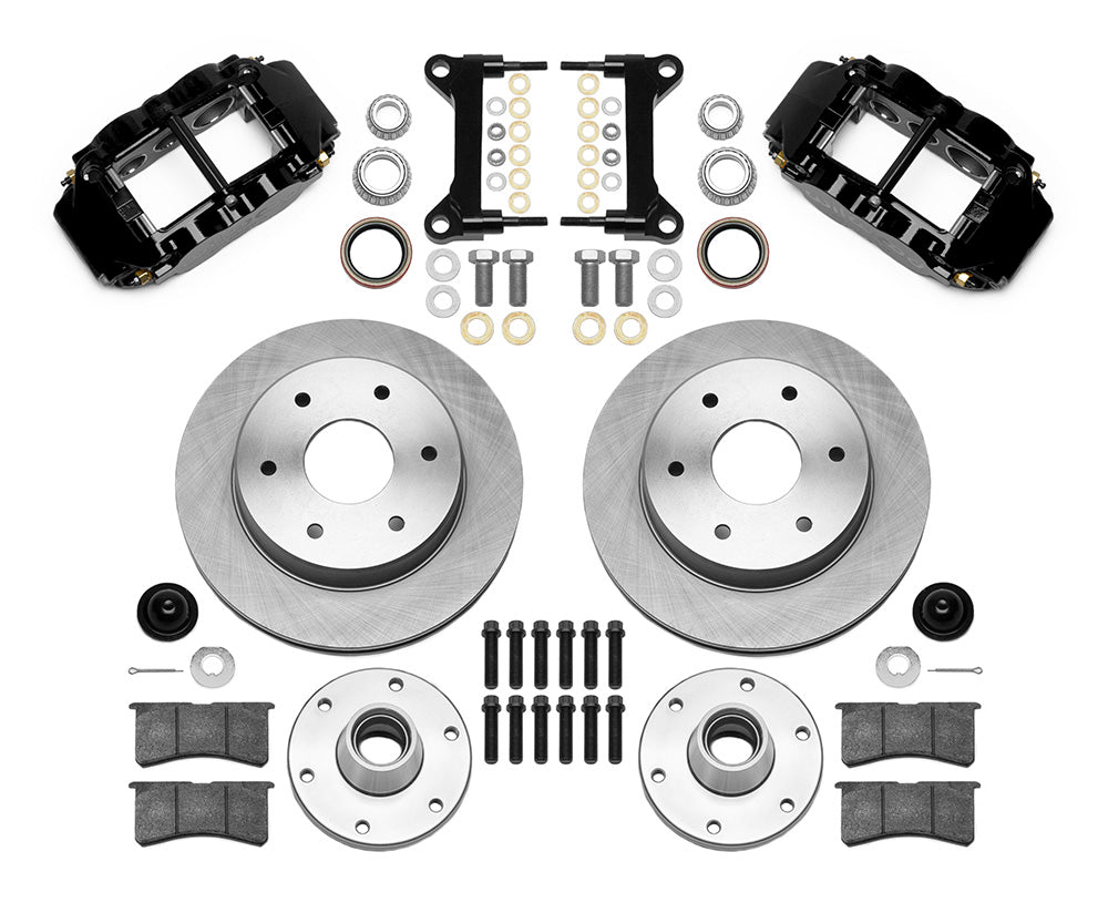63-87 CHEVY C10 FRONT DISC BRAKE KIT FOR WIL IRON SPINDLES,6-LUG,12" ROTORS,BLCK