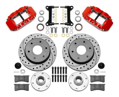 63-87 CHEVY C10 FRONT DISC BRAKE KIT FOR WIL IRON SPINDLES,6-LUG,12" DRILLED,RED