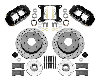 63-87 CHEVY C10 FRONT DISC BRAKE KIT FOR WIL IRON SPINDLES,6-LUG,12" DRILLED,BLK
