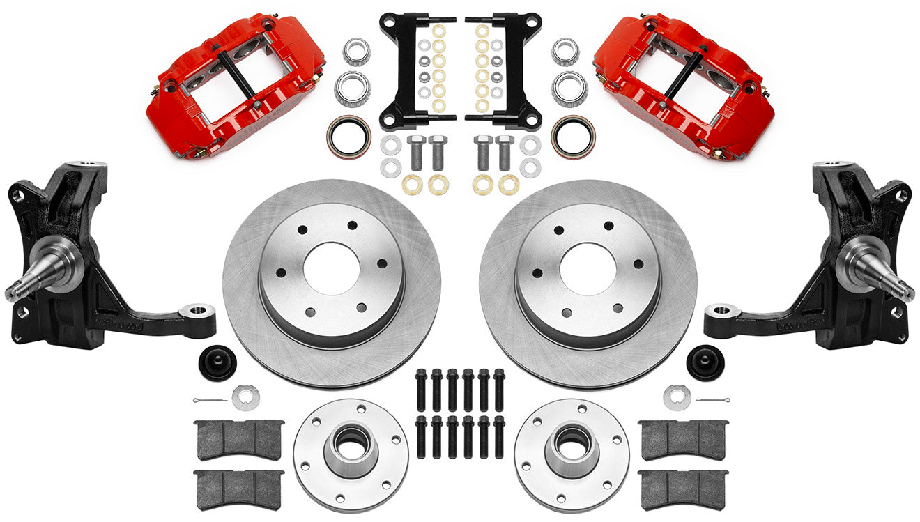 63-70 CHEVY C10 FRONT DISC BRAKE KIT & WIL IRON DROP SPINDLES,6-LUG 12" ROTORS,R