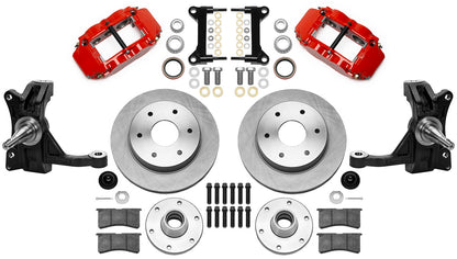 71-87 CHEVY C10 FRONT DISC BRAKE KIT & WIL IRON DROP SPINDLES,6-LUG 12" ROTORS,R