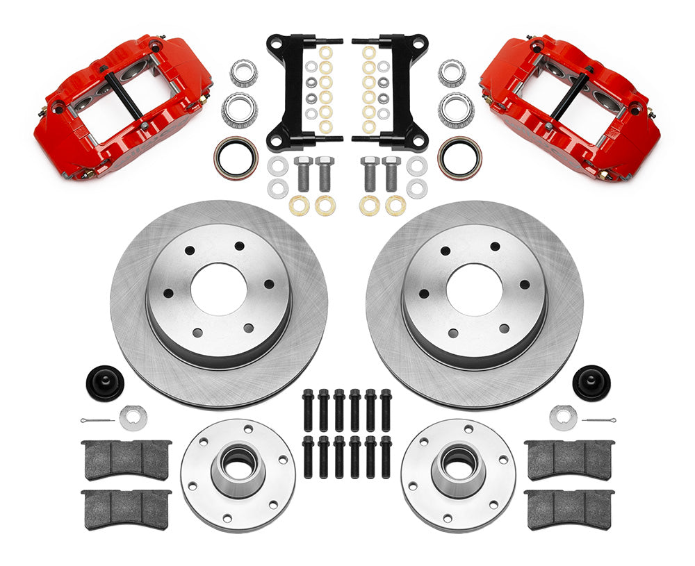 63-87 CHEVY C10 FRONT DISC BRAKE KIT FOR WIL IRON SPINDLES,6-LUG,12" ROTORS,RED