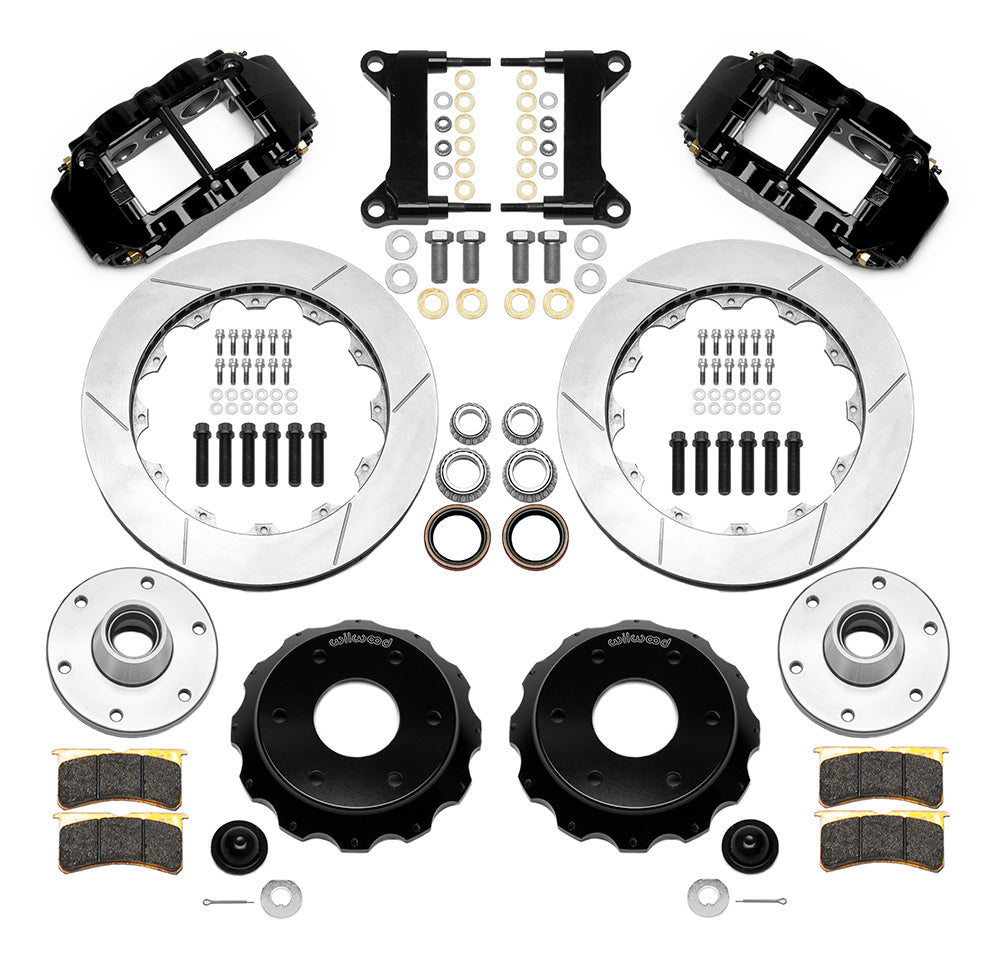 63-87 CHEVY C10 FRONT DISC BRAKE KIT FOR WIL IRON SPINDLES,6-LUG,13" ROTORS,BLCK