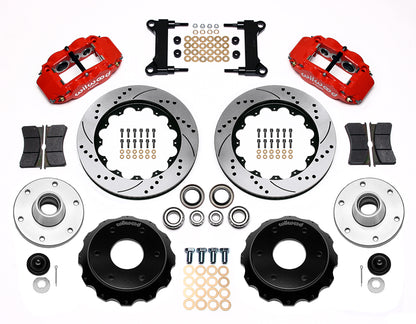 63-87 CHEVY C10 FRONT DISC BRAKE KIT FOR RIDETECH,CPP SPINDLES,6-LUG,14" DRL,RED