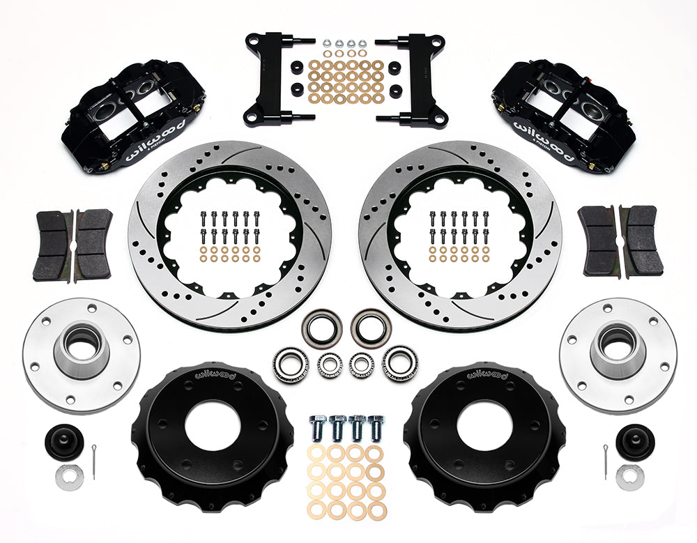 63-87 CHEVY C10 FRONT DISC BRAKE KIT FOR RIDETECH,CPP SPINDLES,6-LUG,14" DRL,BLK