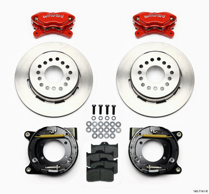 64-72 GM A FULL DISC BRAKE KIT,STOCK SPINDLES,ARMS,6 PIS. FRONT,12" ROTORS,RED