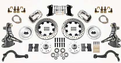 64-72 GM A-BODY FRONT DISC BRAKE KIT & 2" DROP SPINDLES & ARMS,12" DRILL,POLISH