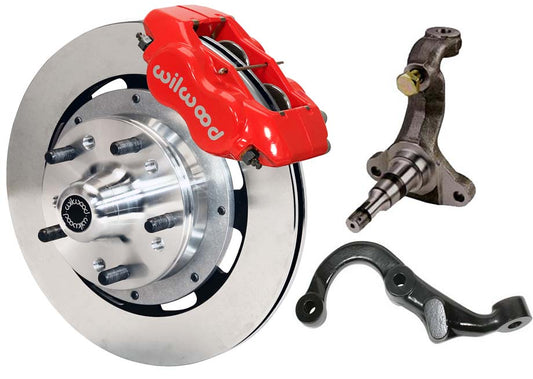 67-69 GM F-BODY FRONT DISC BRAKE KIT & STOCK SPINDLES & ARMS,12" ROTORS,RED