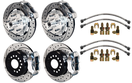 64-74 GM DISC BRAKE KIT,FRONT & REAR WITH LINES,12.19" DRILLED ROTORS,POLISH CAL