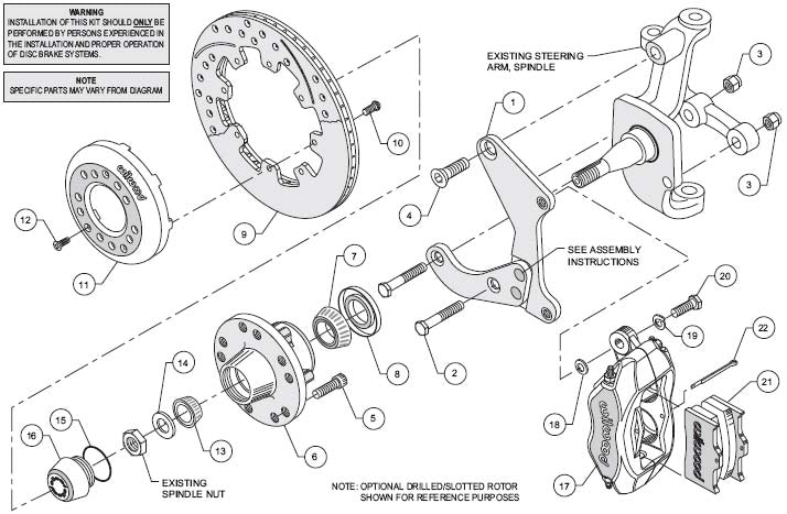 55-57 CHEVY KIT,FRONT,12.19" DRILLED ROTORS,POLISHED