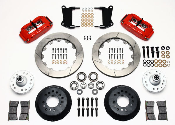 64-74 GM FRONT DISC BRAKE KIT,13" 2-PC. ROTORS,6 PISTON SUPERLITE RED CALIPERS