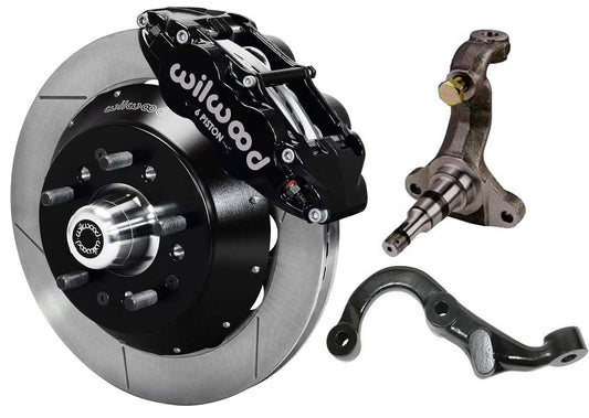 67-69 GM F-BODY FRONT DISC BRAKE KIT & STOCK SPINDLES & ARMS,14" ROTORS,BLACK