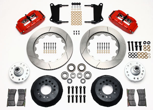 67-69 GM F-BODY FRONT DISC BRAKE KIT & STOCK SPINDLES & ARMS,14" ROTORS,RED