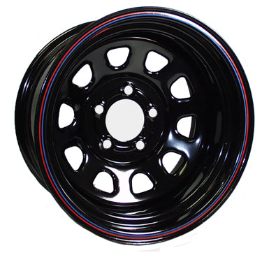 STEEL WHEEL,BLACK,DAYTONA SERIES,15X8,5X5,1" BACKSPACING