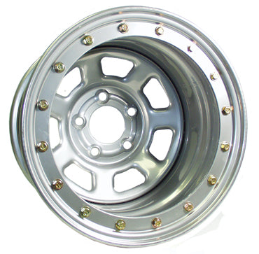 LW STEEL WHEEL,SILVER,SPORTSMAN SERIES,15X10,5X4.5,BEADLOCK,5" BACKSPACING